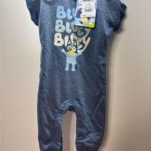 Bluey Baby Romper 6-9M Blue Graphic One Piece Infant NWT Cartoon Outfit